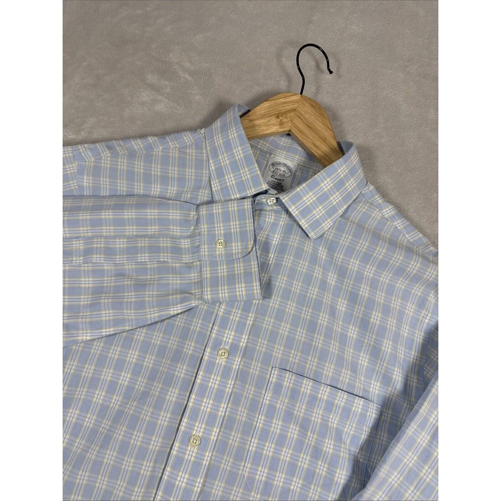 Brooks Brothers Plaid Blue Long Sleeve‎ Button Up Classic Fit Shirt Size 15 1/2